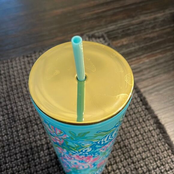 Blue/Pink Water Thermos with Gold cap - Picture 2 of 3